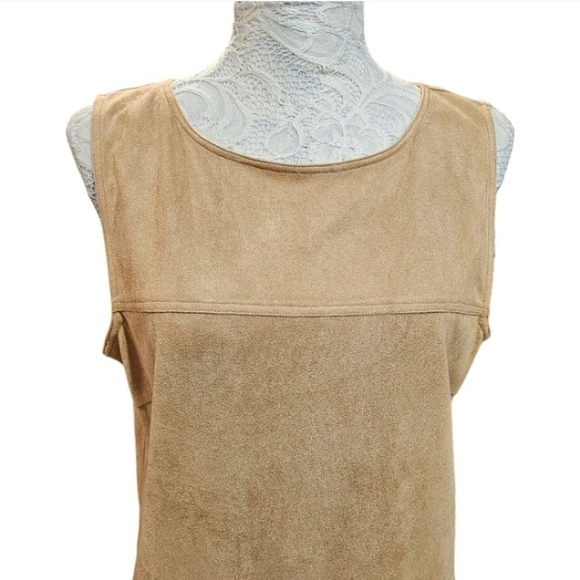 209 Wst 38 Boho Vegan Suede Minimalist Southwestern Button Back Sleeveless Top S - Picture 6 of 11